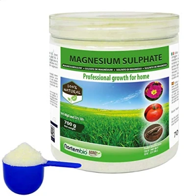 Imagen de Nortembio Agro Sulfato de Magnesio Natural 700 g. Abono Uso Universal. Favorece el Crecimiento Cultivos, Jardines, Plantas Interior y Exterior.