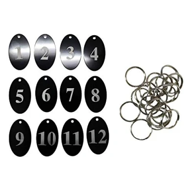 Imagen de Sourcemall Etiquetas numeradas de aleación aluminio con llavero (negro, 1 100)