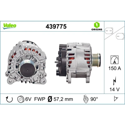 Imagen de VALEO 439775 Alternador 14V 150A AUDI: Q5, A4 B8 Avant, A5 Coupé