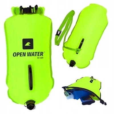 Imagen de OPENWATER aufblasbare Schwimmboje XL — große Sicherungsboje mit Tasche für Dinge 28L Neongrün