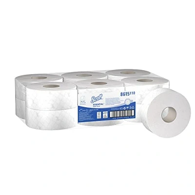 Imagen de Scott Essential Papel higiénico en rollo Jumbo 8615: 12 rollos x 500 hojas blancas de 2 capas (2400 m)