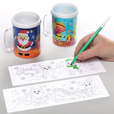 Imagen de Baker Ross FC186 Tazas Navideñas para Colorear Niños Paquete de 3, Colorea tu propia Taza, Manualidades que los Personalicen y Utilicen