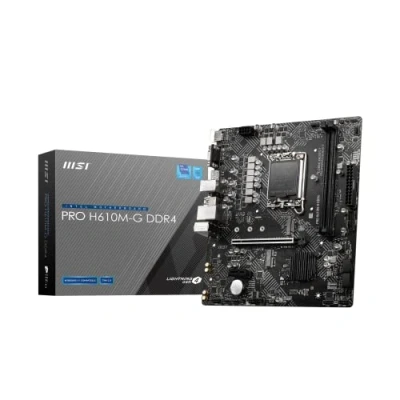 Imagen de MSI Placa base DDR4 PRO H610M G, micro ATX, compatible con Intel Core de 12.ª generación, LGA 1700, 2 DIMM (3200 MHz), 1 ranura PCIe 4.0x6, XM.2 Gen3, USB 3.2 Gen1, LAN 1G, HDMI 2.1 y DP 1.4 VGA