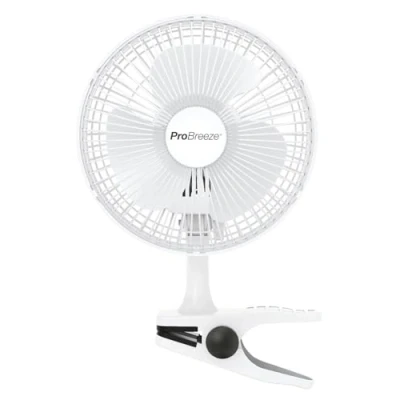 Imagen de Pro Breeze Mini Ventilador de Sobremesa con Clip I Pequeño Eléctrico Funcionamiento Ultra silencioso y 2 Configuraciones Velocidad 15W para Hogar, Cama, Oficina Escritorio
