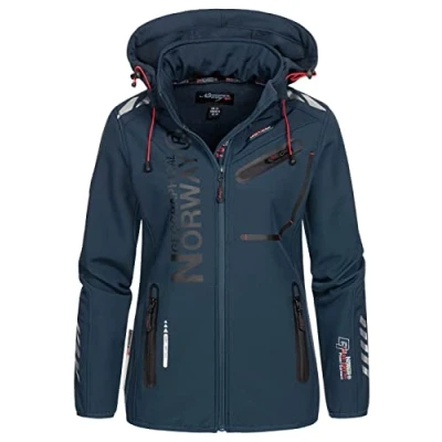 Imagen de Geographical Norway REINE LADY Chaqueta Softshell Impermeable Mujer Capucha Exteriores Cortavientos Invierno Actividades Senderismo Aire Libre (Mairne M) Talla 2