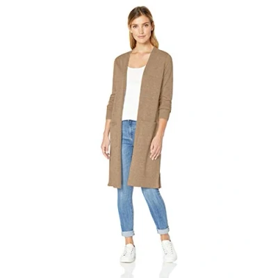Imagen de Amazon Essentials Jersey Cárdigan Largo y Ligero (Disponible en Tallas Grandes) Mujer, Camel Mezcla, XXL
