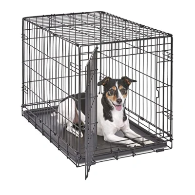 Imagen de New World modelo B30 Jaula para perros recién óptimizada, con una sola puerta, bandeja a prueba de fugas, patas protectoras y nuevas características patentadas, longitud 76,2 cm