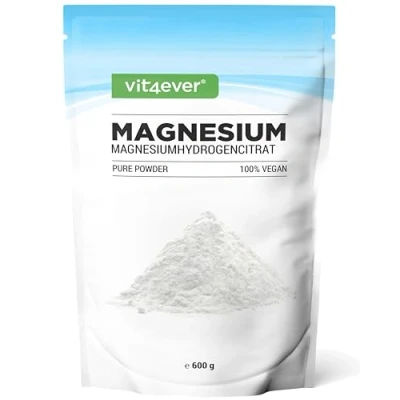 Imagen de Magnesio puro 600 g de Polvo (suministro para 4,3 meses) sin aditivos Vegano