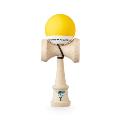 Imagen de KROM Juguete Kendama Pop Amarillo Mejora Tus Habilidades Cognitivas el Balance, los Reflejos y la Creatividad Modelo Pro Hecho para Principiantes Expertos