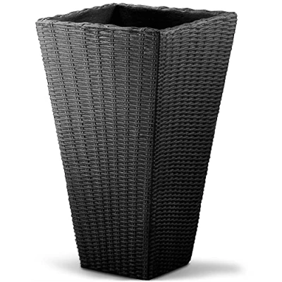 Imagen de Deuba Jardinera de Poliratán Gris 59L Macetero plástico 70x40x40cm Exteriores Resistente al Clima y Rayos UV
