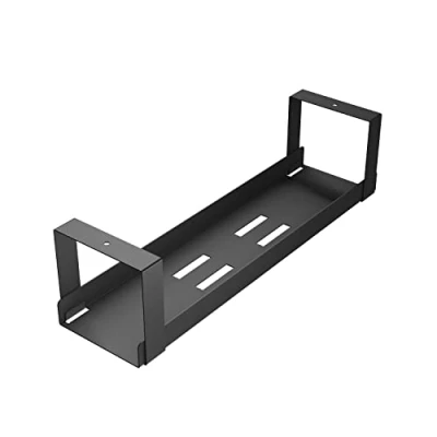 Imagen de D Line, Bandeja portacables para usar debajo del escritorio, Cesta regletas, Autoadhesiva o de fijación con tornillos, Recupere el espacio perdido y manténgalo ordenado Color negro