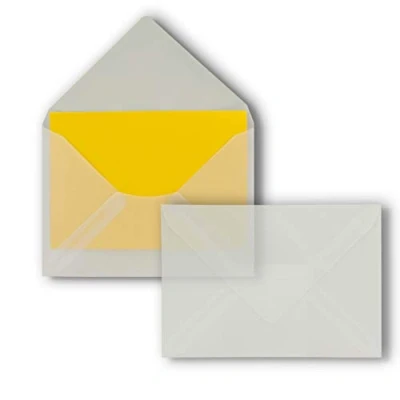 Imagen de 75 sobres, transparentes, DIN C6, 114 x 162 mm, sobres con adhesivo húmedo, sin ventana, para tarjetas de felicitación, invitaciones y vales