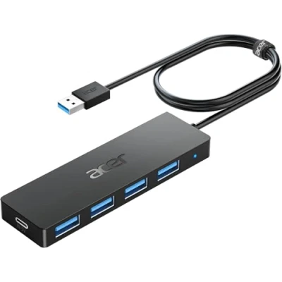 Imagen de Acer Hub USB 3.0 4 Puertos, Ultra Delgado Múltipuertos, Expansor de A para Laptop con Aimentación, Adaptador Portátil, Windows, Linux, PC y más, 1.2m
