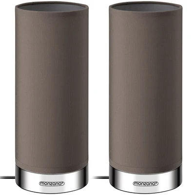 Imagen de Monzana 2x Lámparas de Mesita Noche LED Táctil Dormitorio Escritorio E14 Atenuable Cromo Topo