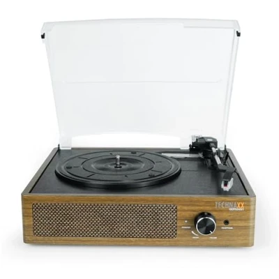 Imagen de Reproductor de LP Retro Technaxx BT con función grabación, Tocadiscos Estilo Vintage para Discos Vinilo Bluetooth y Altavoces Integrados TX 186 RCA, 3 velocidades, Conector AUX IN