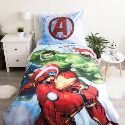 Imagen de Jerry Fabrics F Juego de cama Avengers 2 piezas Funda nórdica Reversible 140 x 200 almohada 70 90 cm 100% algodón blanco 600.04.0199.02.JF