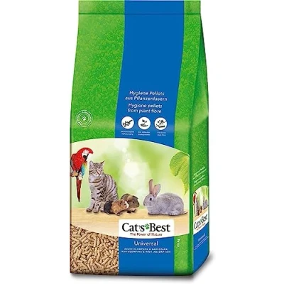 Imagen de Cat&#039;s Best Universal Arena para Gatos 22 kg. Pájaros, Conejos, Roedores... Biodegradable Sin Polvo. Lecho Ecológico de Fibra Vegetal.