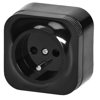 Imagen de Miratic Enchufe Multiple Base Superficie Doble Pared 2 x Polos +Tierra Versión Francesa Negro