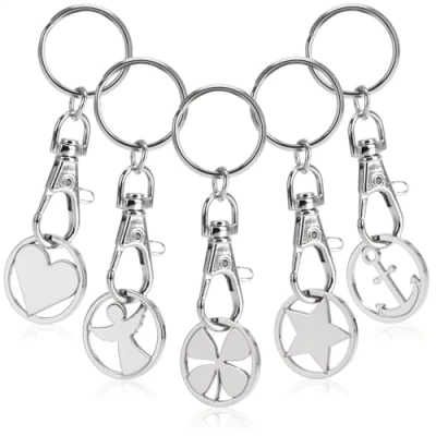 Imagen de com four® 5X llaveros de Metal con mosquetón y Chip Carro la Compra, Compra Desmontable como Amuleto Suerte para el Manojo Llaves (05 Piezas símbolos)