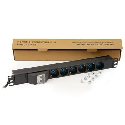 Imagen de Link Accessori LK10050 Accesorio de bastidor Regleta eléctrica rack (Regleta eléctrica, Negro, 1U, 1,75 m, 19&quot;, 6 salidas AC)
