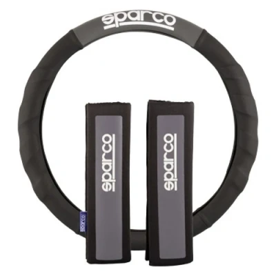 Imagen de SPARCO SPC1111KGR Funda cubierta para el volante negro/gris 38.5cm Poliéster