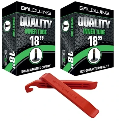Imagen de Par de tubos interiores bicicleta Baldwins 18 pulgadas x 1.75 a 2.125 (se adapta cualquier válvula Schrader 1.75, 1.85, 1.90, 1.95, 2.0, 2.10, 2.125) (paquete 2)