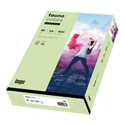 Imagen de inapa papel para impresora de colores, colores tecno Colors: 80 g/m², A4, 500 hojas, color verde medio
