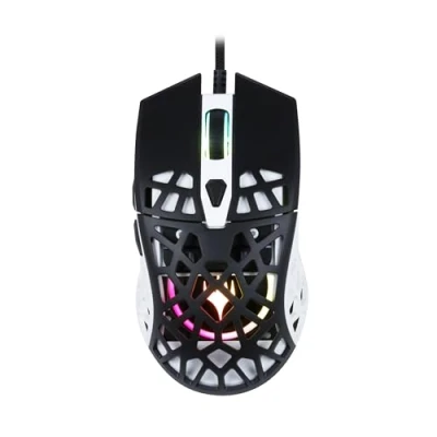Imagen de Konix Magic The Gathering Ratón con cable Ultra Light 70 g para ordenador de gaming, 7 niveles PPI, retroiluminación LED, negro y blanco