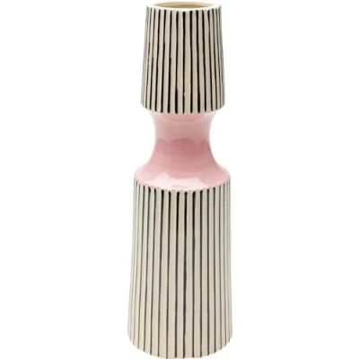 Imagen de Kare Design Calabria Jarrón Decorativo, Porcelana, Hecho a Mano, único, 41 cm de Alto, Color Rosa