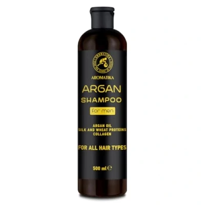 Imagen de Champú de Argán para Hombres 500 ml con Aceite Proteínas Seda y Trigo cabello Suave Flexible Cuidado del Todo tipo Hidratante Aroma Fresco