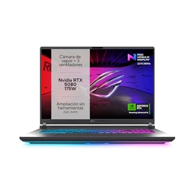 Imagen de ASUS ROG Strix G18 G815LW S9046 Portátil Gaming de 18&quot; WQXGA 240Hz (Core Ultra 9 275HX, 32GB RAM, 1TB SSD, NVIDIA GeForce RTX 5080 16GB, Sin Sistema Operativo) Gris Eclipse Teclado QWERTY español