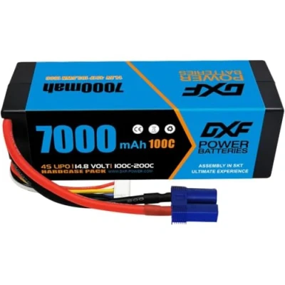Imagen de DXF 4S Batería Lipo 14.8V 100C 7000mAh rígida con Enchufe EC5 para vehículos RC 1/8 y 1/10 Coche Buggy Truggy Avión UAV Drone FPV（1PCS）