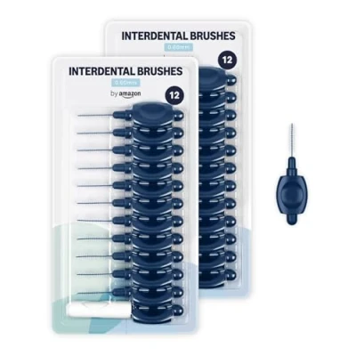 Imagen de By Amazon Cepillo interdental de 0,60 mm, 24 unidades, 2 paquetes 12 color azul oscuro