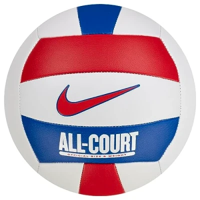 Imagen de Nike All Court Deflated Balón de Voleibol Goma y Piel sintética, Color Blanco, Rojo Universitario, Game Royal/University Rojo, Talla 5 N.100.9072.124.05