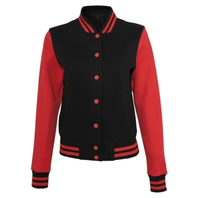 Imagen de Build Your Brand Ladies Sweat College Jacket Chaqueta Varsity, Mujer, Black/Red, S