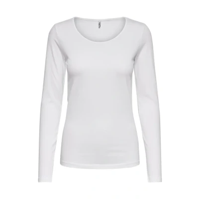 Imagen de ONLY Basic Camiseta de manga larga, Mujer, Talla: Medium, White