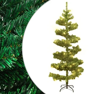 Imagen de ARKEM Árbol De Navidad en Espiral con Soporte y LED PVC Verde 180 cm Arbol Luces