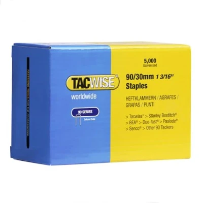 Imagen de Tacwise 0309 Grapas Galvanizadas de Corona Estrecha Tipo 90 / 30 mm, Paquete 5000