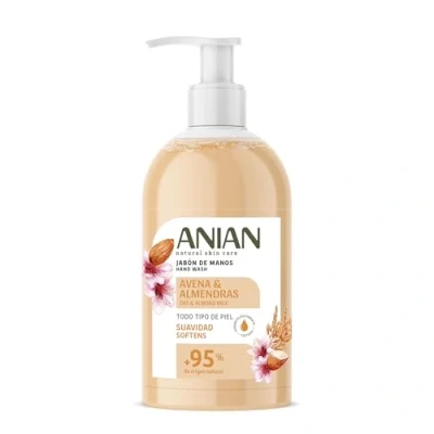 Imagen de ANIAN Jabón de Manos Avena y Almendras, 500 ml, para Piel Sensible, con Leche Almendra, Calma e Hidrata la Piel, más Suaves, + 95% Ingredientes Origen Natural