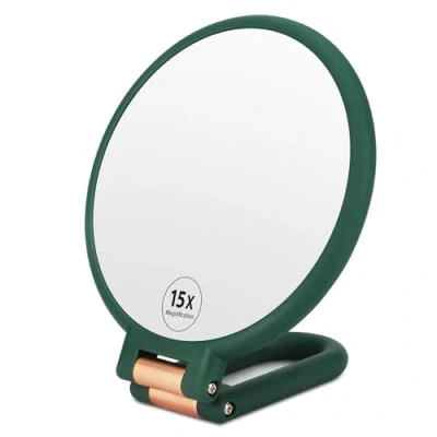 Imagen de Linkstyle Espejo Magnificador 1X 15X, Doble Cara, de Maquillaje Manual, Plegable para Viajes Mujeres y Hombres