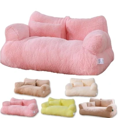 Imagen de Calming Pet Sofa,Calming Dog Bed Fluffy Plush Sofa, for Small Medium Large Dogs, Memory Foam with Removable Washable Cover (Large, Pink)