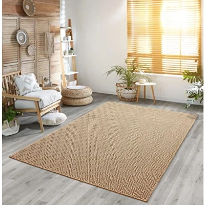 Imagen de the carpet Kansas Alfombra para Exterior e Interior con Aspecto de Yute Natural, Resistente a la Intemperie, Apta Patio y jardín, Naturaleza, 200 x 290 cm