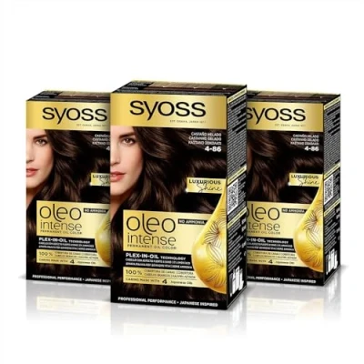 Imagen de Syoss Oleo Intense Tinte 4 86 Castaño Helado Coloración permanente Sin Amoníaco Cobertura profesional De canas Resultados peluquería (Pack 3)