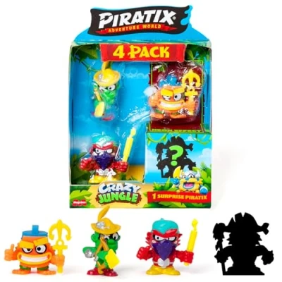 Imagen de PIRATIX ADVENTURE WORLD Serie Crazy Jungle, Pack de 4 Contiene Piratix: 1 neón y Sorpresa; Accesorios neón. 6