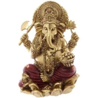 Imagen de PUCKATOR Estatua de Ganesh (16 cm), Color Rojo y Dorado