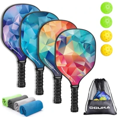 Imagen de Oguka Palas de Pickleball, Juego 4 paletas Pickleball Ligeras aprobadas por USAPA, Bolas Toallas refrigeración y Bolsa, Raquetas Primera Calidad, Regalos