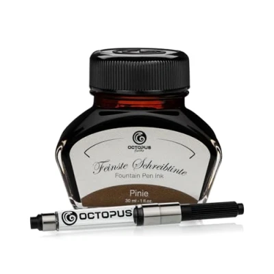 Imagen de Octopus Fluids Pinie tinta para escribir con convertidor incluido, pluma estilográfica, 30 ml Marrón