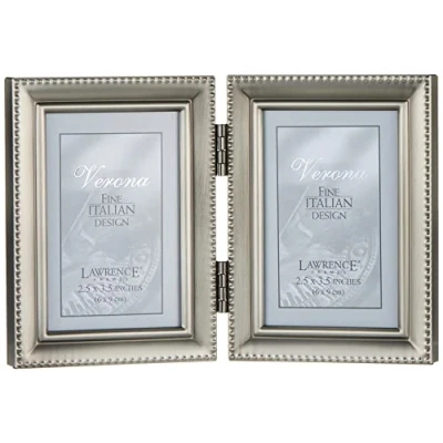 Imagen de Lawrence Frames Diseño de borde cuentas, 6,3 x 8,9 cm, doble, peltre