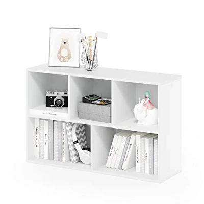 Imagen de Furinno 11069 Estanterías, Madera, Blanco, 5 Compartimentos