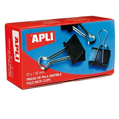 Imagen de APLI 11950 Pinza pala abatible Negro 32 mm 120 hojas 12 u.